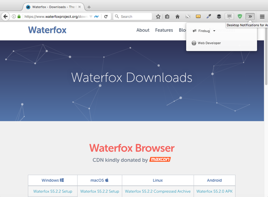 Waterfox, a Firefox based plugin
